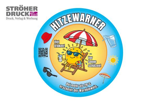 Hitzewarner Aufkleber mit Trinkerinnerung
